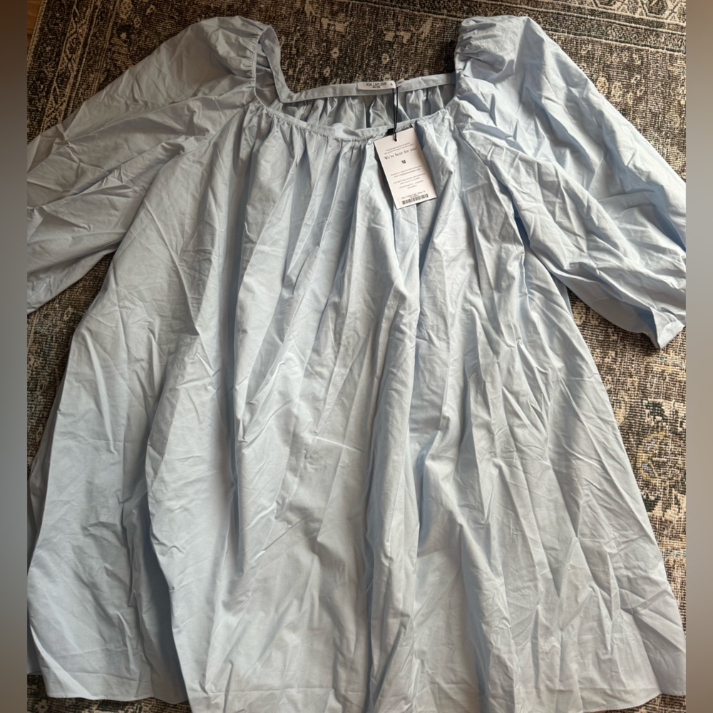 MM. LaFleur ADDIE Light Blue Puff Sleeve Peasant Dress
